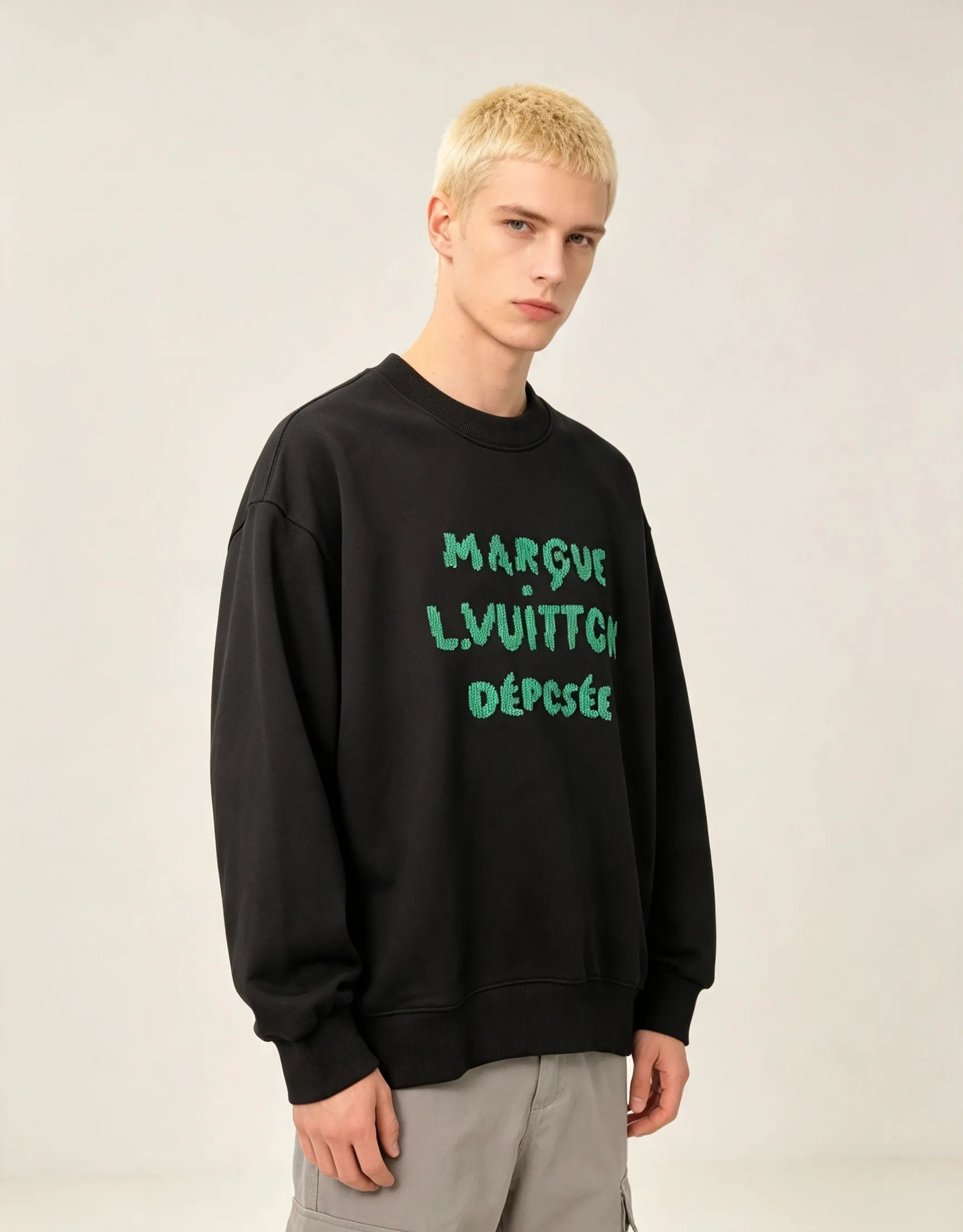 Louis Vuitton/Louis Vuitton woven letter embroidered crew neck sweatshirt